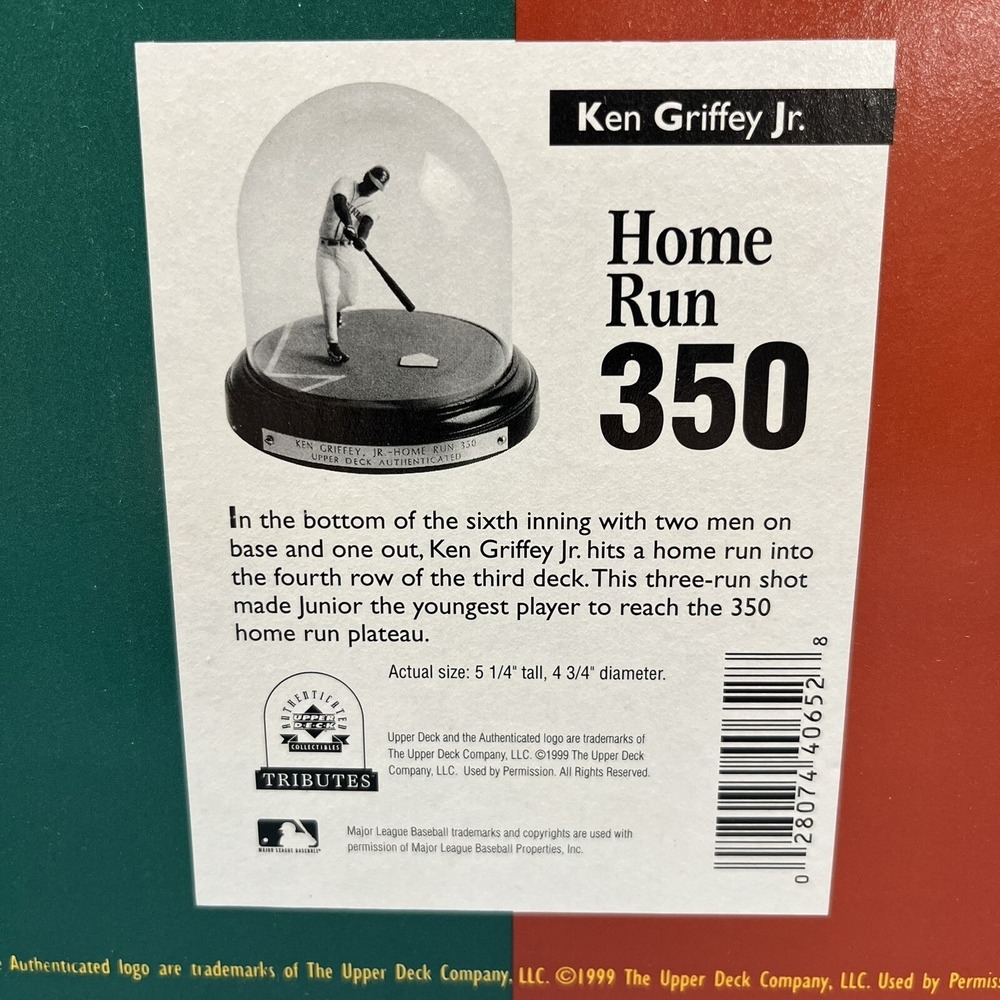 Ken Griffey Jr Upper Deck Home Run‎ 350 mini figurine w/glass dome New in Box